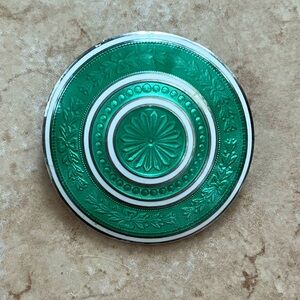 Green Guilloché Enamel Brooch